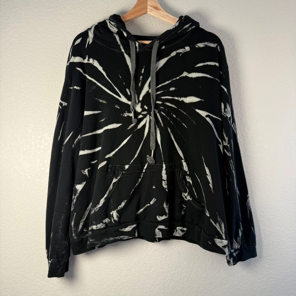 Bleach Tie Dye Black‎ Hoodie Pullover Sweatshirt Streetwear Oversized